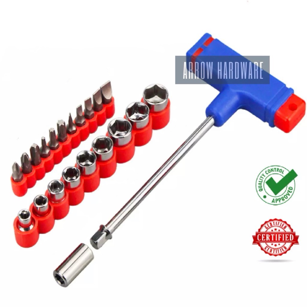 21pcs Tbox Wrench Screwdriver and Socket Bits Set Hex Wrench Shopee