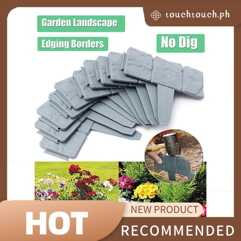 20Piece Garden Landscape Edging Borders No Dig 16 FT Lawn Edging Grey Plastic for Landscaping