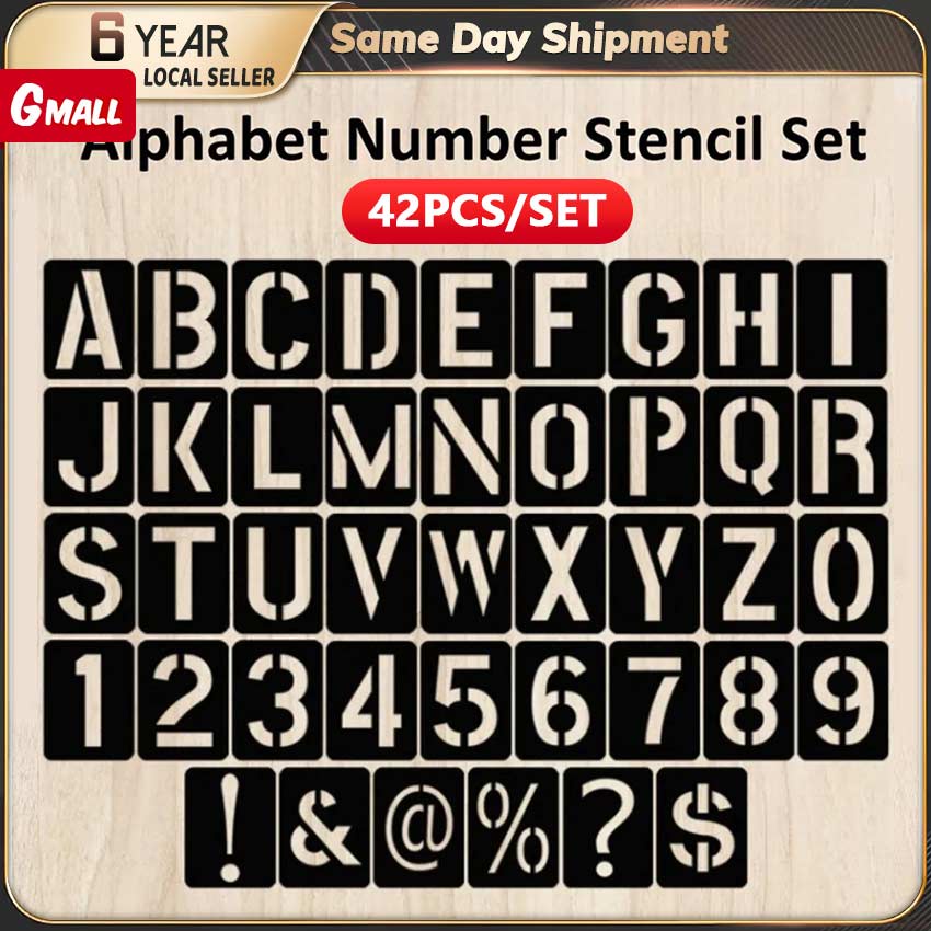 42pcs Alphabet Number Stencils 4 Inch Letters Numbers Stencil Templates With Signs For Painting