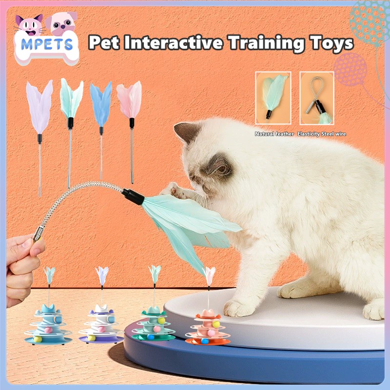 Cat Pet Teaser Play Feather Stick Interactive Funny Cat Stick Toy Self ...