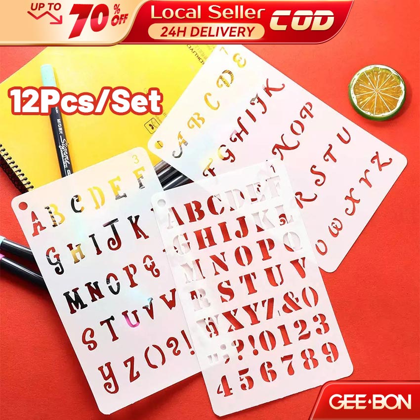 GEEBON 12pcs DIY Stencil Painting Scrapbook Embossing Album Letter ...