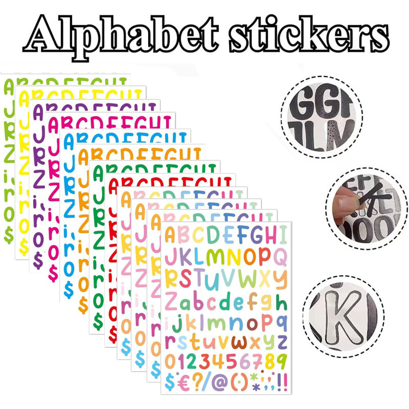 Letter Stickers, 1 Sheet Vinyl Alphabet Number Sticker ,Cartoon ABC ...