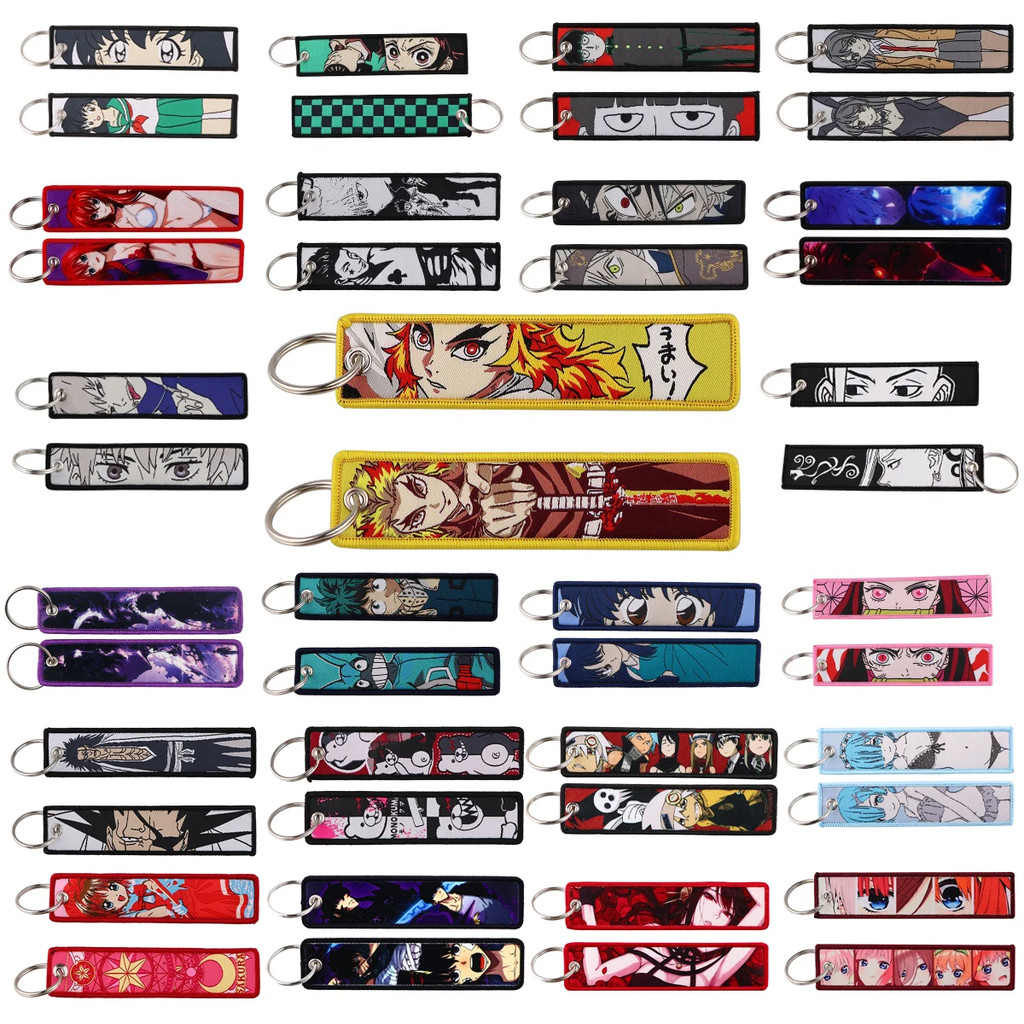 Comic Anime Demon Slayer One Punch Man Embroidered Keychain Cartoon ...