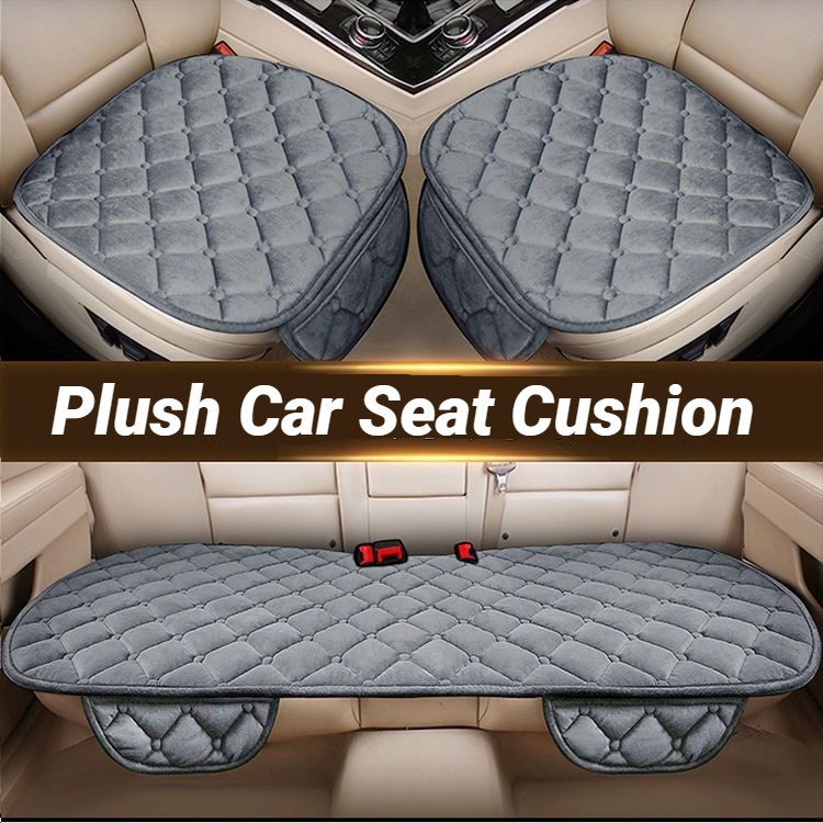 Universal Plush Car Seat Cushion Nonslip Car Seat Pad with Storage Bag