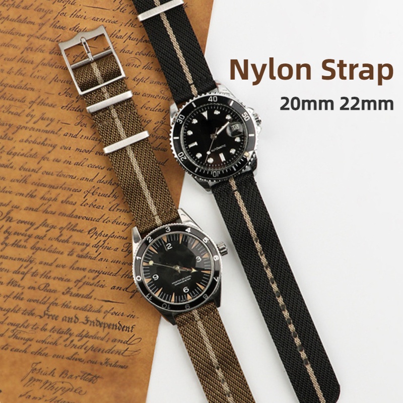 Canvas Nylon Watch Strap 20mm 22mm Nylon Watch Band Woven Weaving Wrist ...