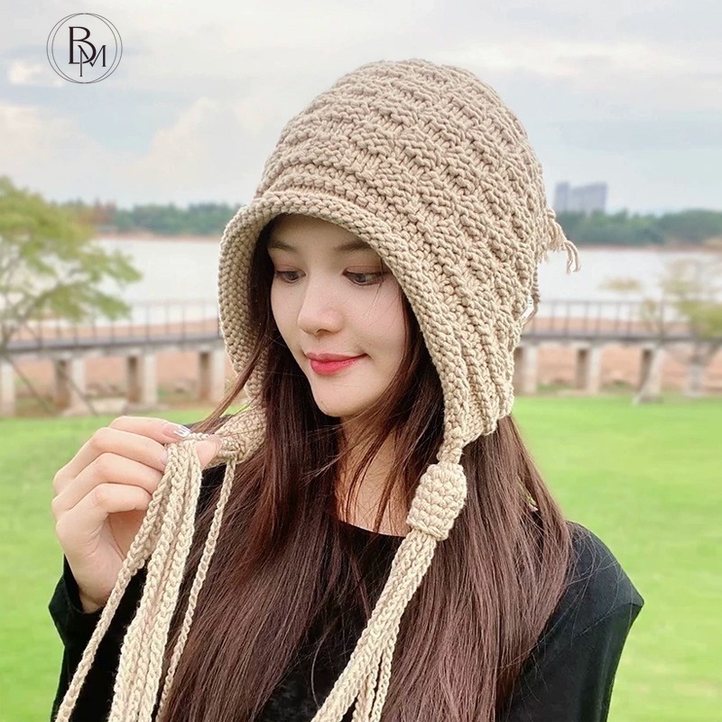 Korean Edition Warm Ear Protection Red Knitted Hat Sweet and Versatile Pullover Hat Cold Hat