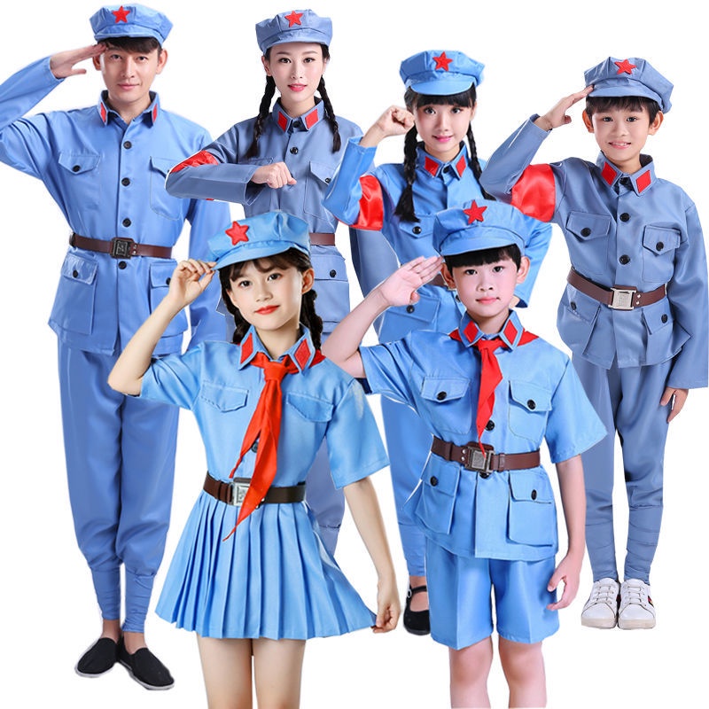 Red Army Costume Children's Eighth Route Army Military Uniform Performance Wear 61 Red Army