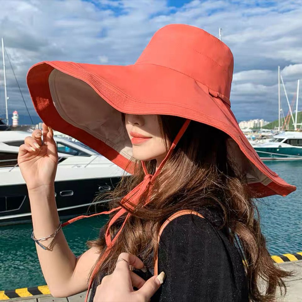 18cm Summer Oversized Brim Sun Hat Bucket Hat Female Handy Tool ...