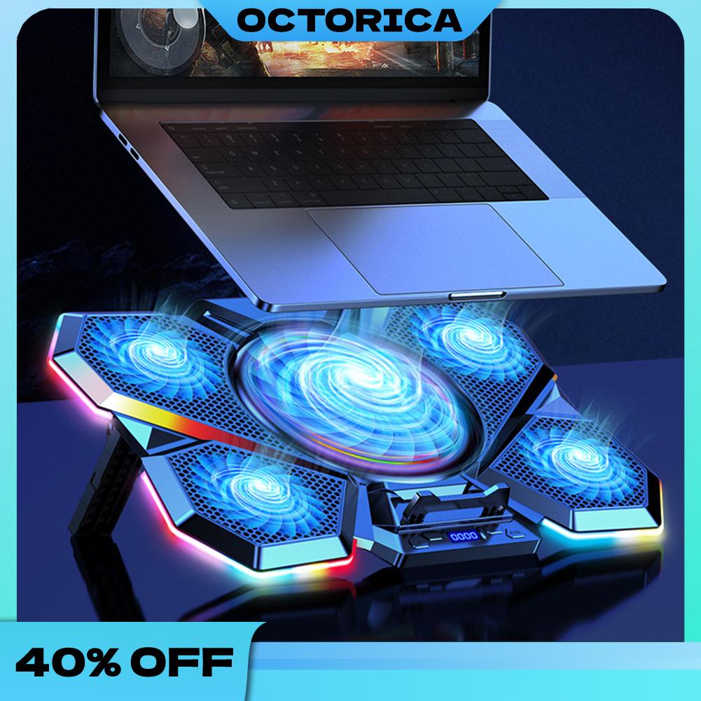 RGB Laptop Cooling Pad 5core Fan Tablet Radiator Bracket Angle
