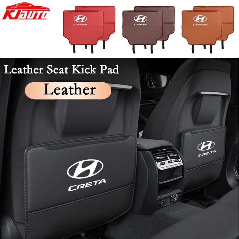 Hyundai Creta Car Leather Seat Back Kick Pad Anti Scratch Mat For Creta GS  GS 2014-2018 SU2 2019-UP N line Car Rear Seat Protective Pad Accessories