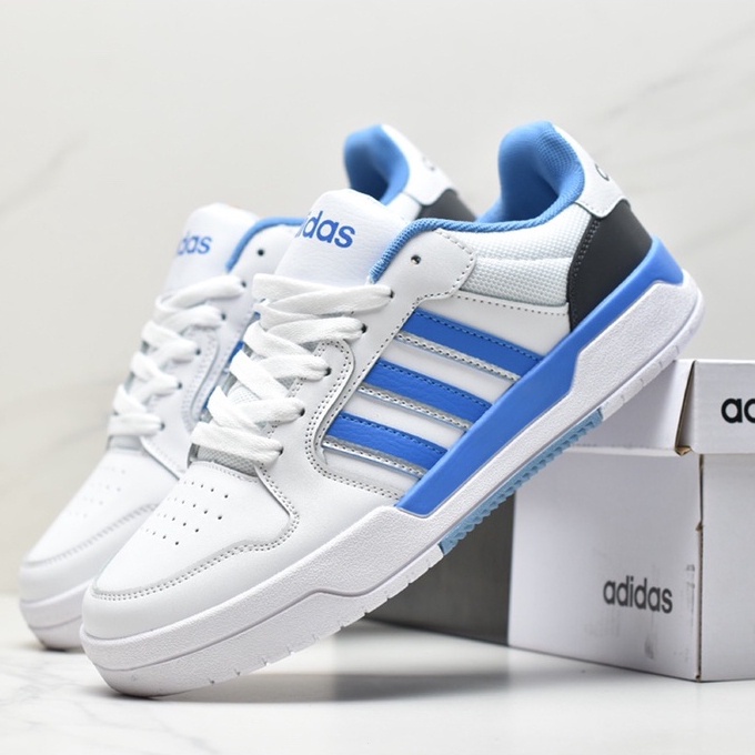 Adidas neo white and blue sale