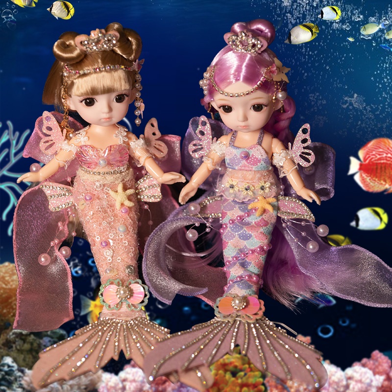 Mermaid Toy Mermaid Princess Simulated Exquisite Gift Box Gift Doll Set ...