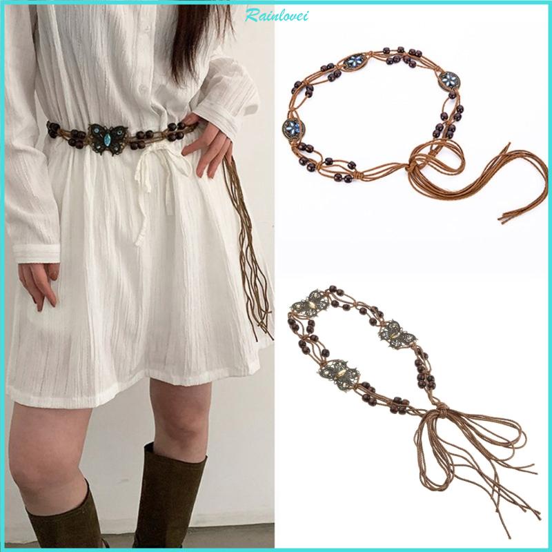 Rainlovei Women Bohemian Style Waist Belt Rope Chain with Tassel and ...
