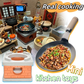 Miniature Kitchen That Works REAL 2in1 Baking & Cooking Kitchen Set Tiny  Baking Mini Food Cooking Cookwares Peach 