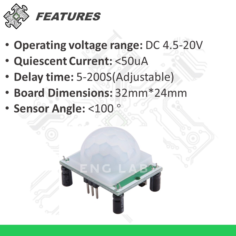 ENGLAB★SR501 Infrared Pyroelectric Sensor Human Body Motion Detection ...