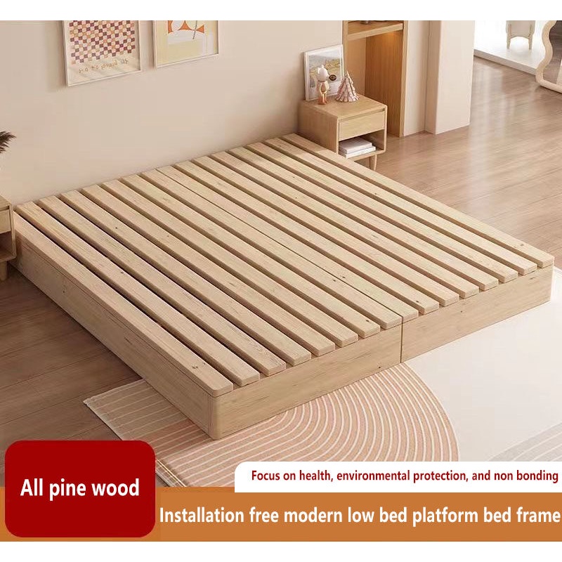 Moistureproof framework tatami Japanese style bed frame all solid wood