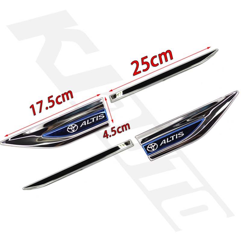 Toyota Altis Car Stainless Steel Car Door Fender 3D Metal Side Logo ...