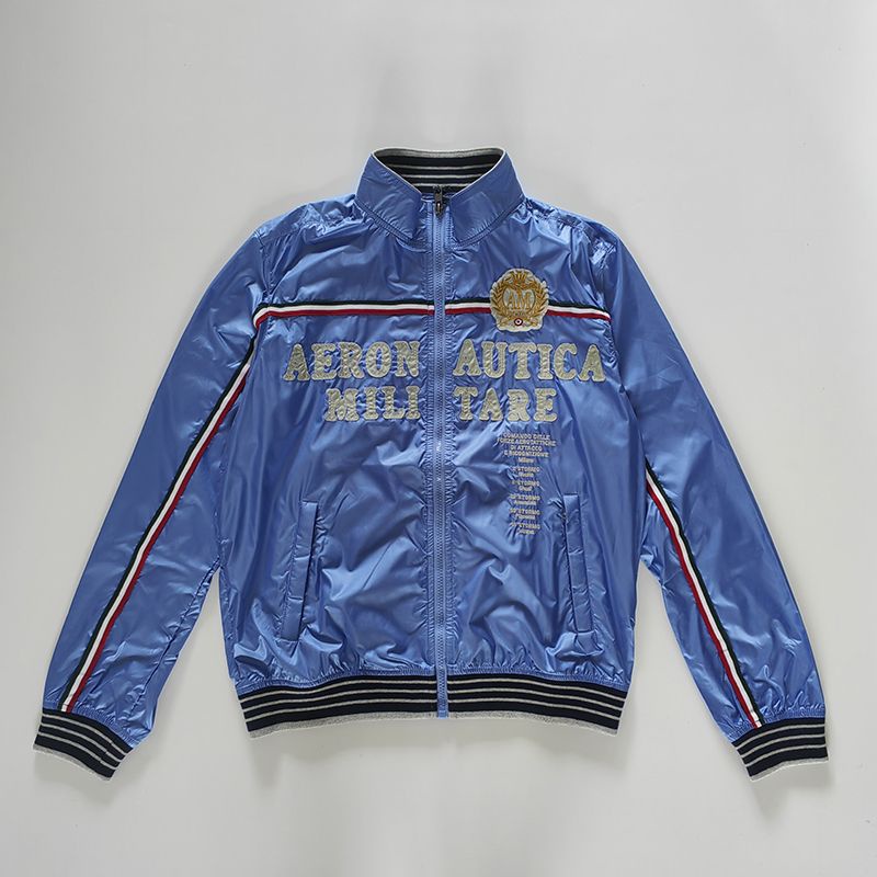 AM Men Stand Collar Baseball Jacket Loose Vintage Embroidery Jacket