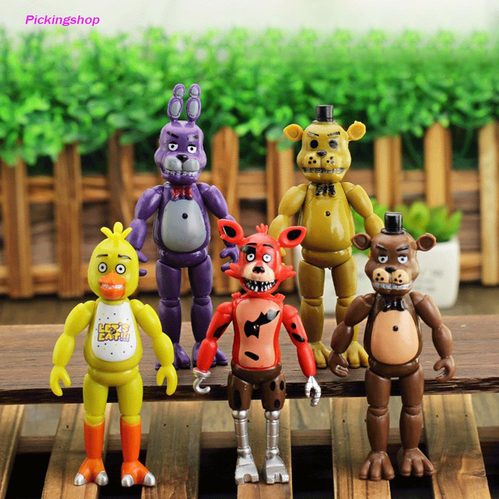5 Pcs FNAF Model Toys Freddy Golden Freddy Foxy Chica Bonnie Anime Peripheral Gift for Children