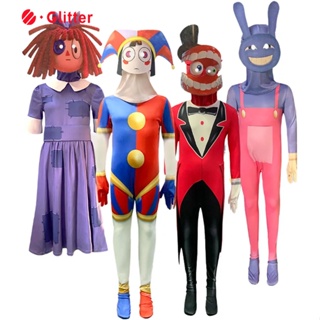 The Amazing Digital Circus Cosplay Costume Anime Clown Pomni Jax ragatha  Costumes Jumpsuit Mask Halloween for kids boy girls