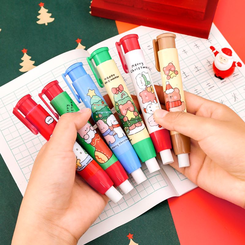 Christmas push-button retractable Rubber Erasers Student Correction ...