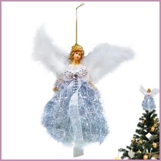 10 Christmas Tree Angels Topper with Lights, 3D Light Up Star and White  Wings Christmas Tree Figurines, LED Lighted Angel Topper Indoor Pendant,  Xmas Tree Topper White Angel DIY Decoration. (White) 