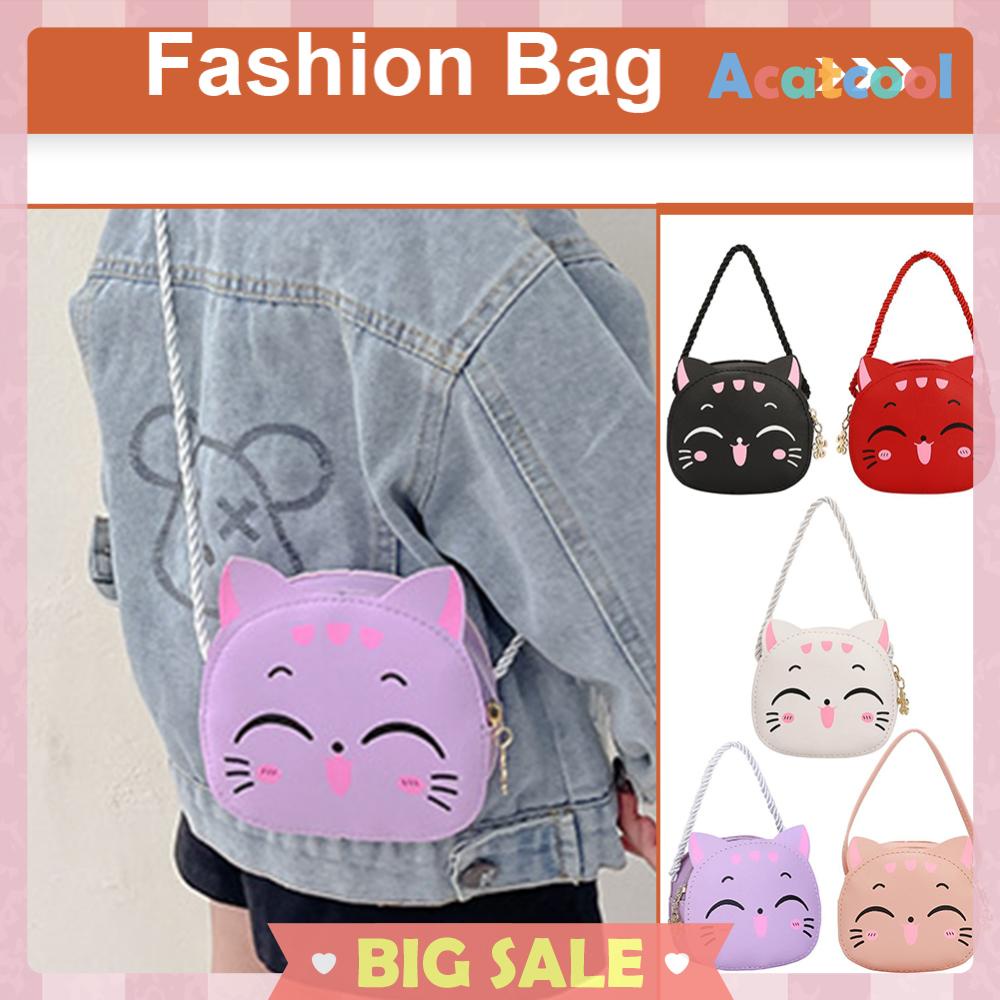 [Acatcool.ph] Girls Cute Sling Bag Cartoon Cat Small Pouch Compact Mini