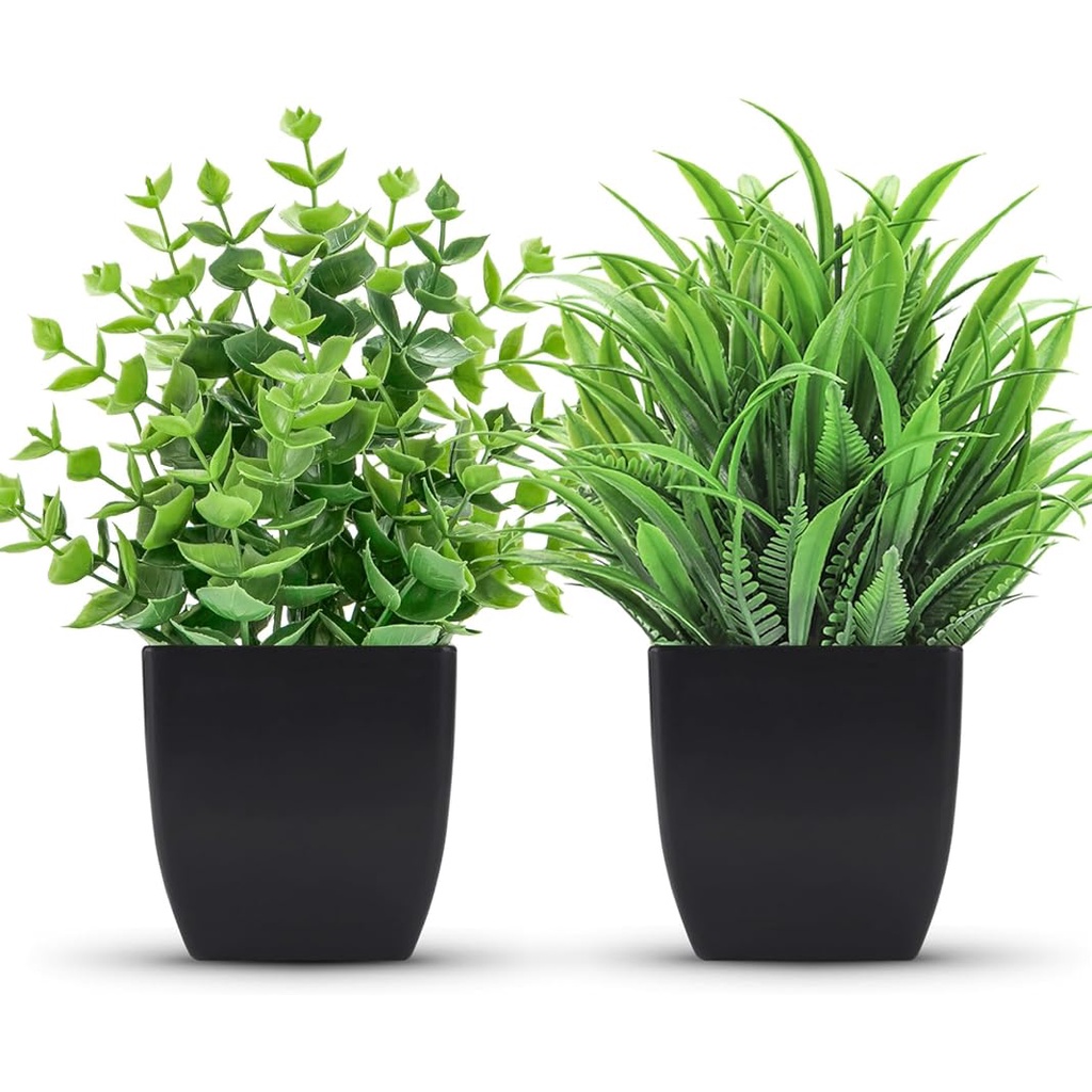 Fake Plants Small Artificial Potted Plants Faux Plants in Black Pots