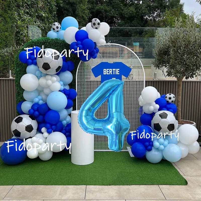 Football Balloon Garland Kit Blue White Balloon Baby Shower Decorations
