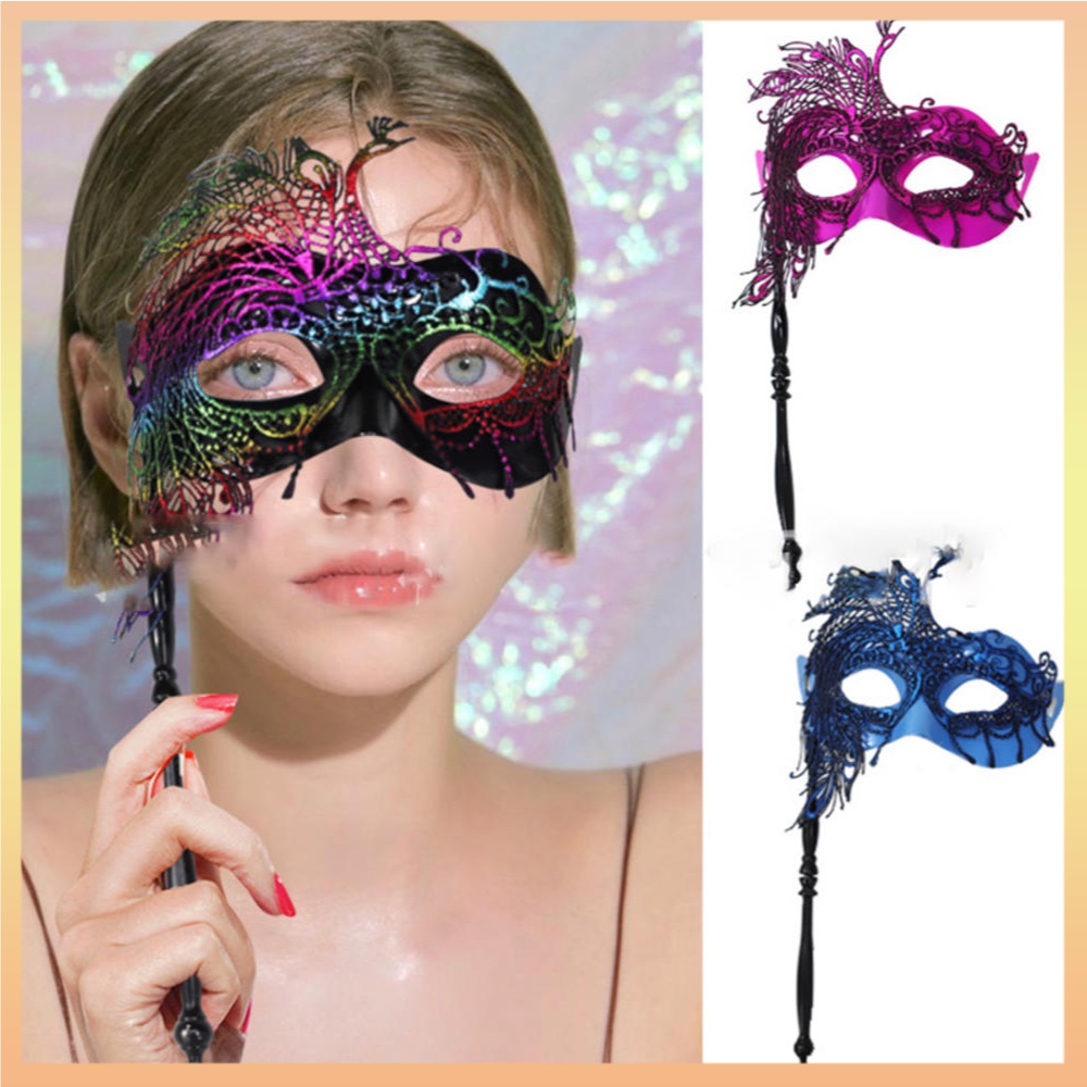 Masquerade Mask With Stick Venetian Mask Mardi Gras Decorations For ...