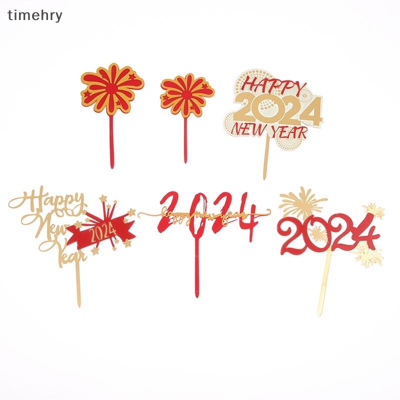 TY Creative Acrylic Happy New Year 2024 Cake Topper For Merry Christmas