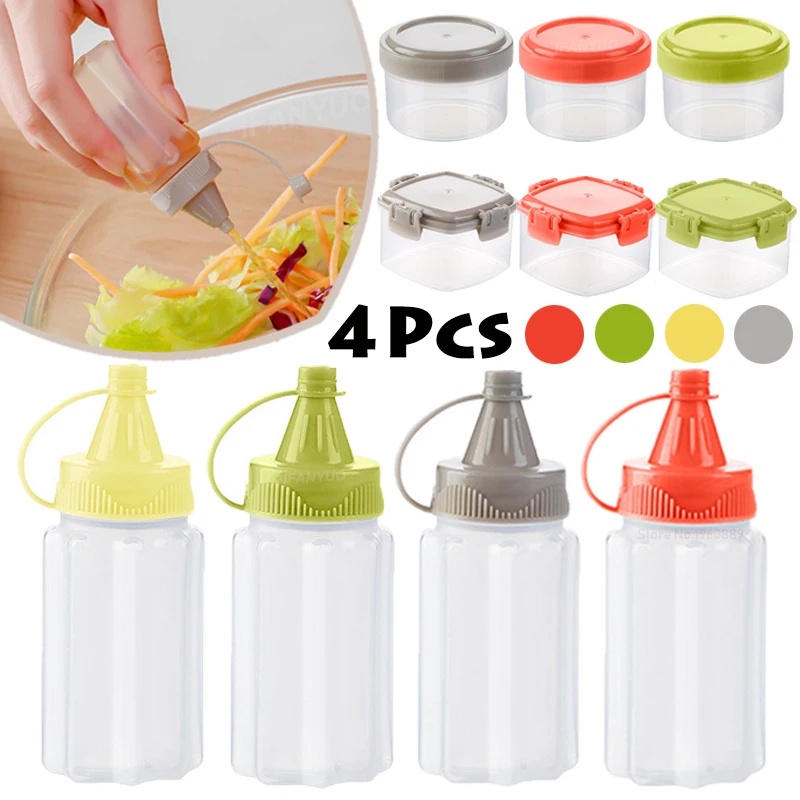 1-4Pcs Mini Plastic Sauce Squeeze Bottle Seasoning Box/Salad Dressing ...