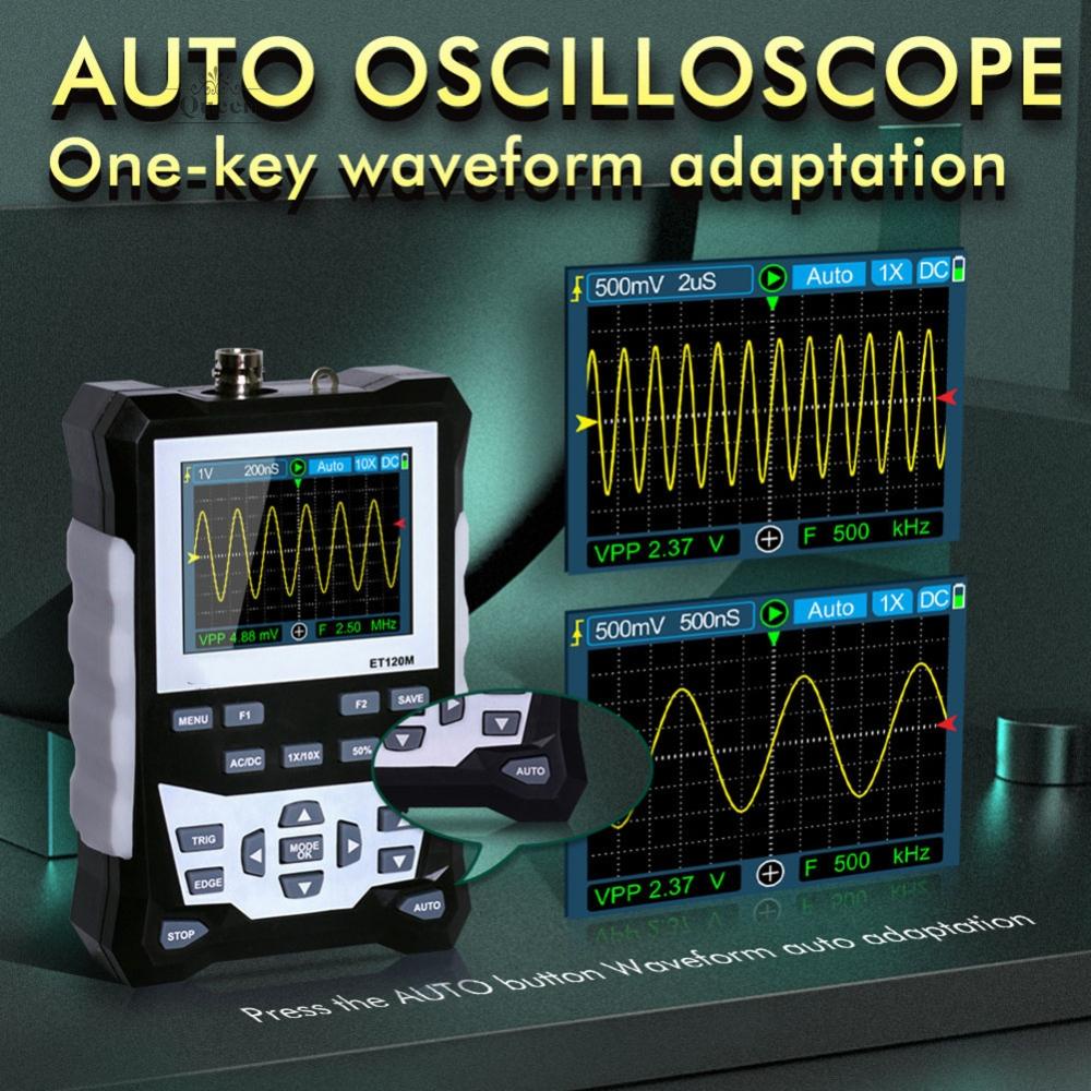 ET120M Handheld LCD Oscilloscope with Fast 500MS/s Sampling and 120MHz ...