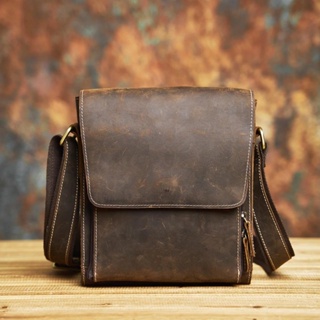 Nasva Vintage Genuine Leather Vertical Style Messenger Bag First Layer ...