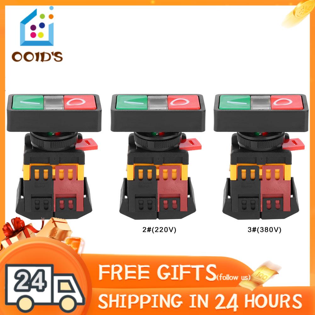 APBB-22/25N Double Push Button Switch - NO+NC Momentary Switch With LED (Red Or Green), 74x55x29mm