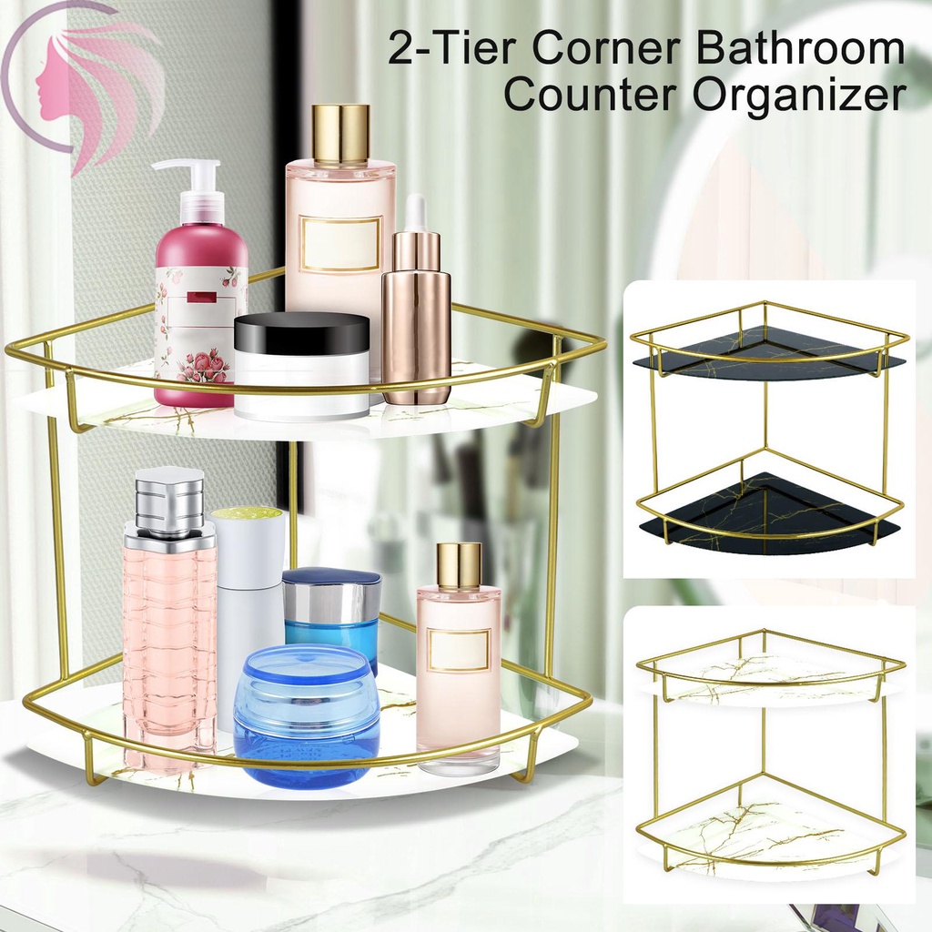 2 Tier Corner Bathroom Counter Organizer Metal Counter Corner Shelf