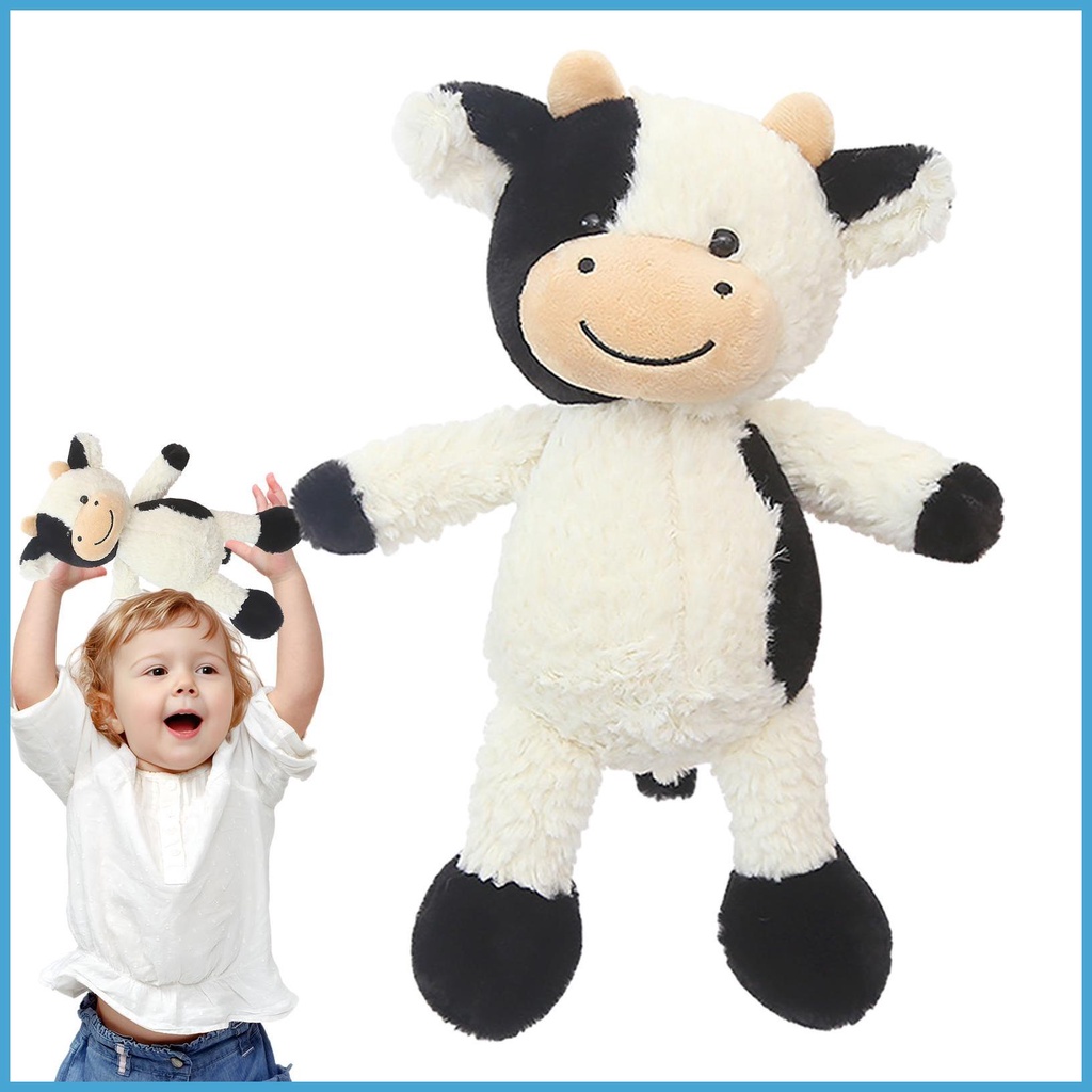 Cow Plushies Flexible Realistic Plush Toy Black and White Cow Doll