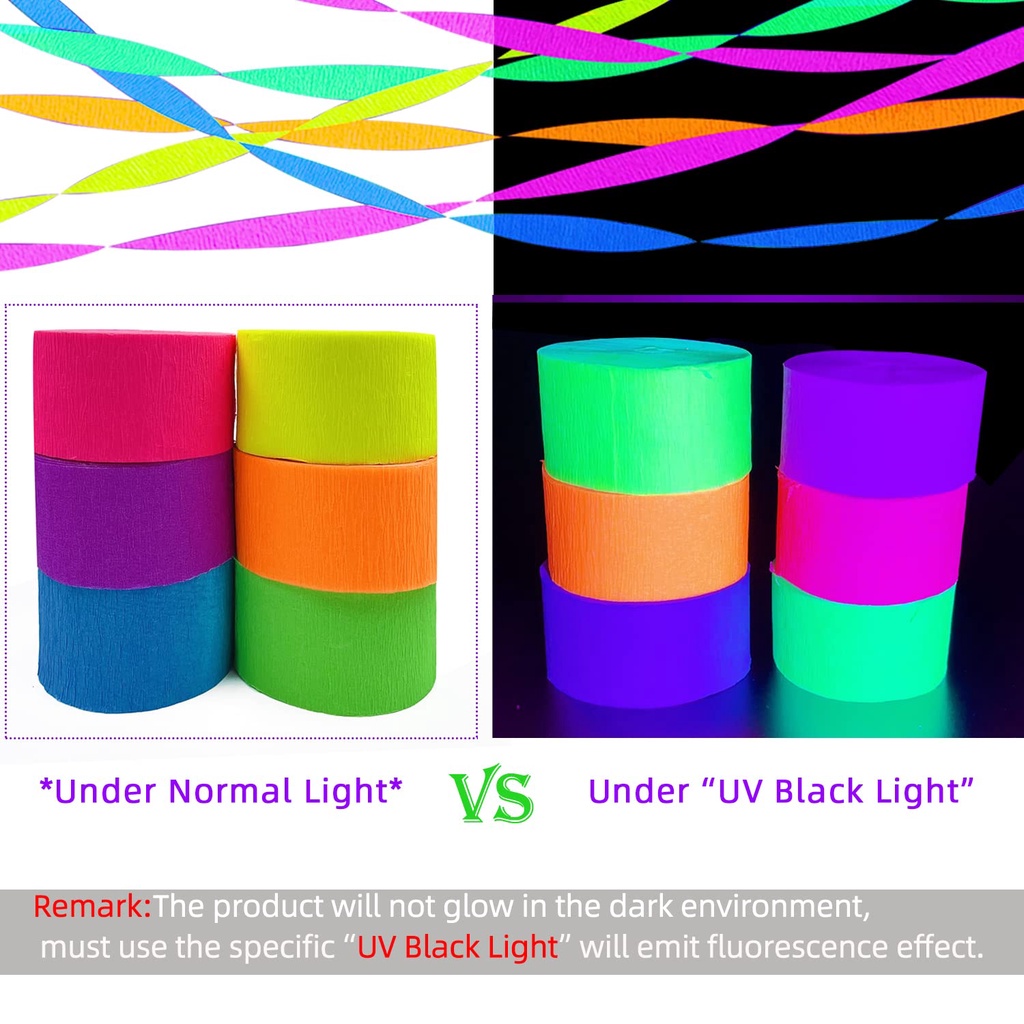 1 Roll Of 30M 4cm Neon Party Stickers That Glow In The Dark And Emit 