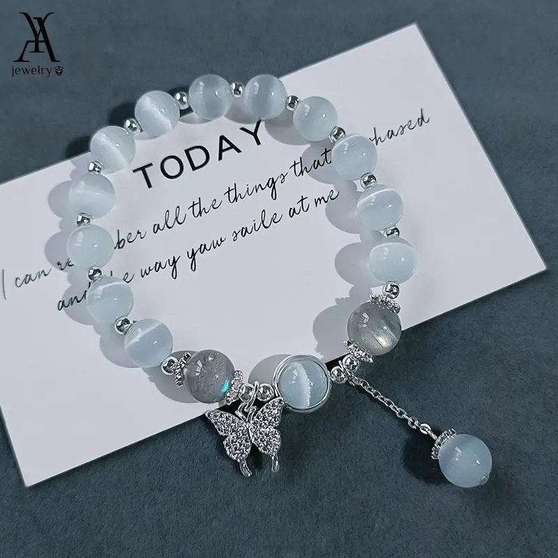 AY(CN) Lucky Moonstone Crystal Beads Charm Bracelets for Women Fashion ...