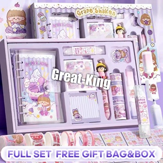 Kawaii Notebook Box Set Notepads Stationery Cute Purple Pink Diary