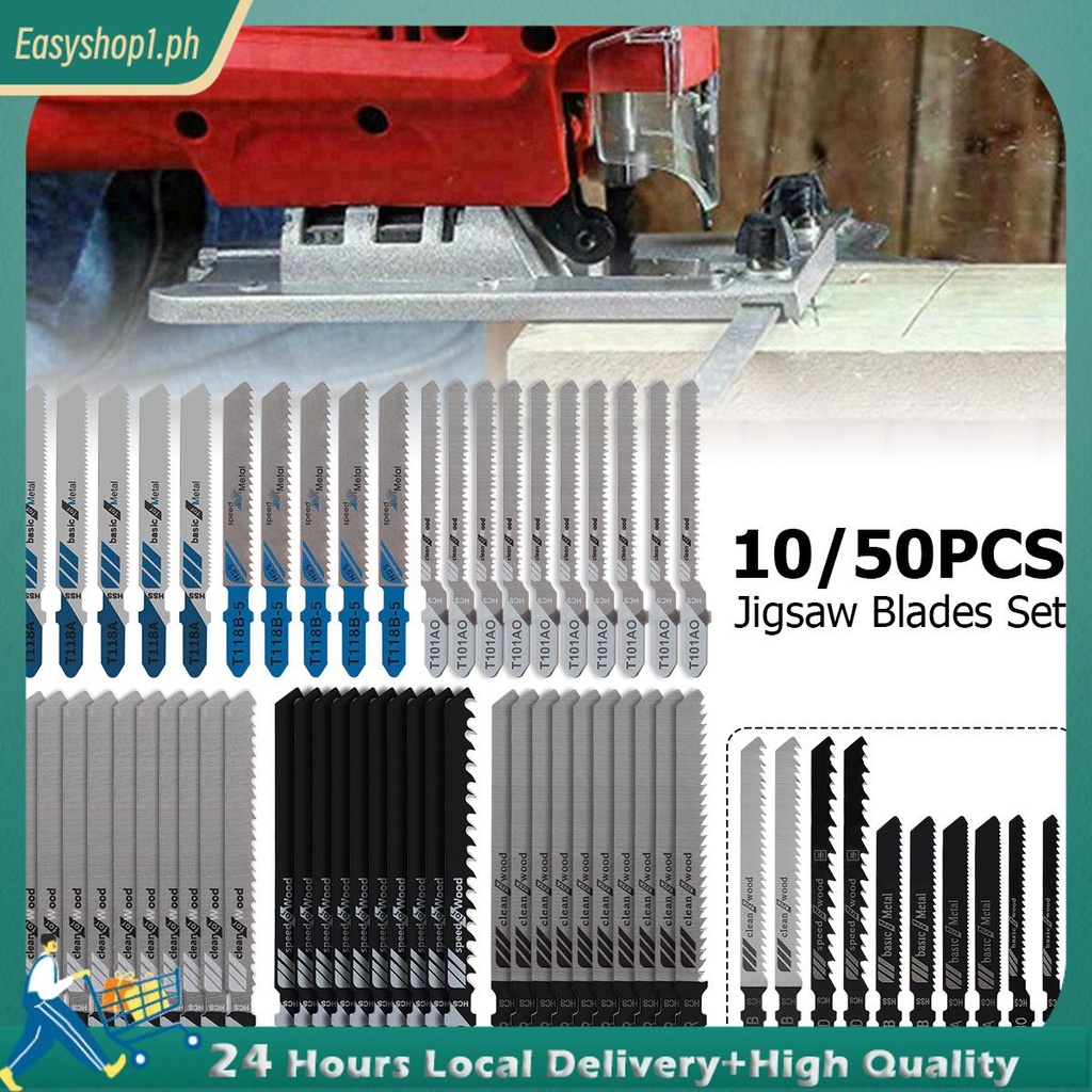 10/50pcs Carbon Steel Assorted Jig Saw Blades with T-shank Wood Thin ...