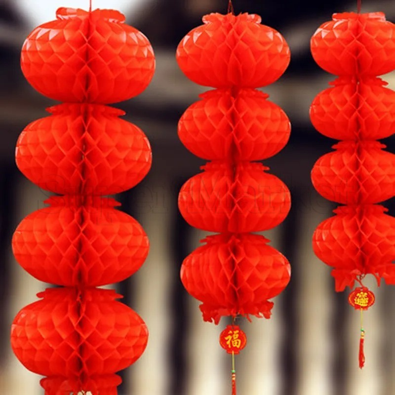 Continuous Plastic Paper Lanter / Spring Festival String Lanterns ...