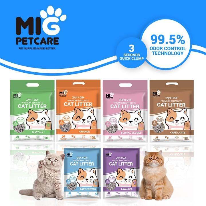 MIG Petcare 5L/10L Bentonite Litter Sand (Different Scents) Shopee