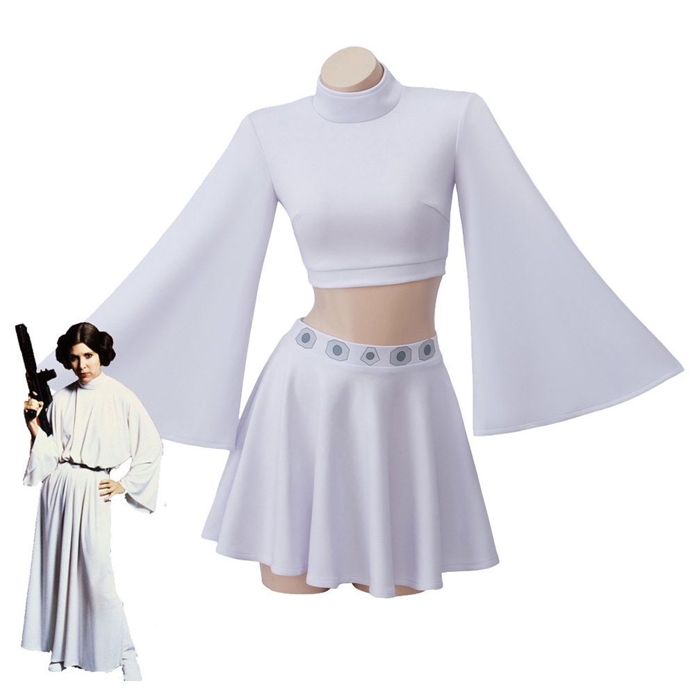 Princess Leia Cosplay Costume Star Wars Leia White Two Piece Halloween Cosplay Role Playing