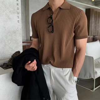 Plain short sleeve polo shirts for men black/white shirt Korean