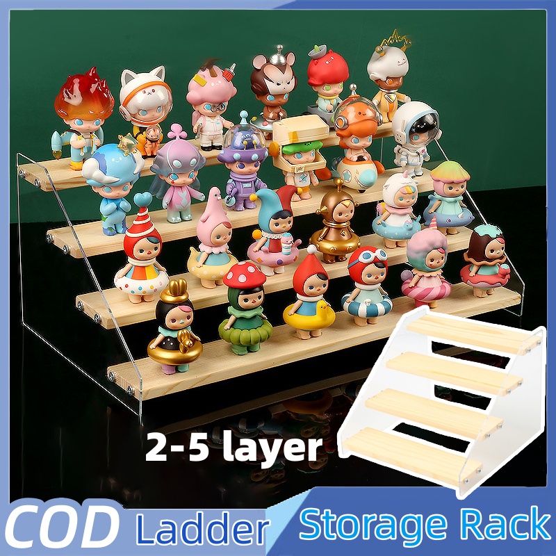 2-5 Tier Wooden Display Rack Multi-layer Ladder Display Jewelry Storage ...