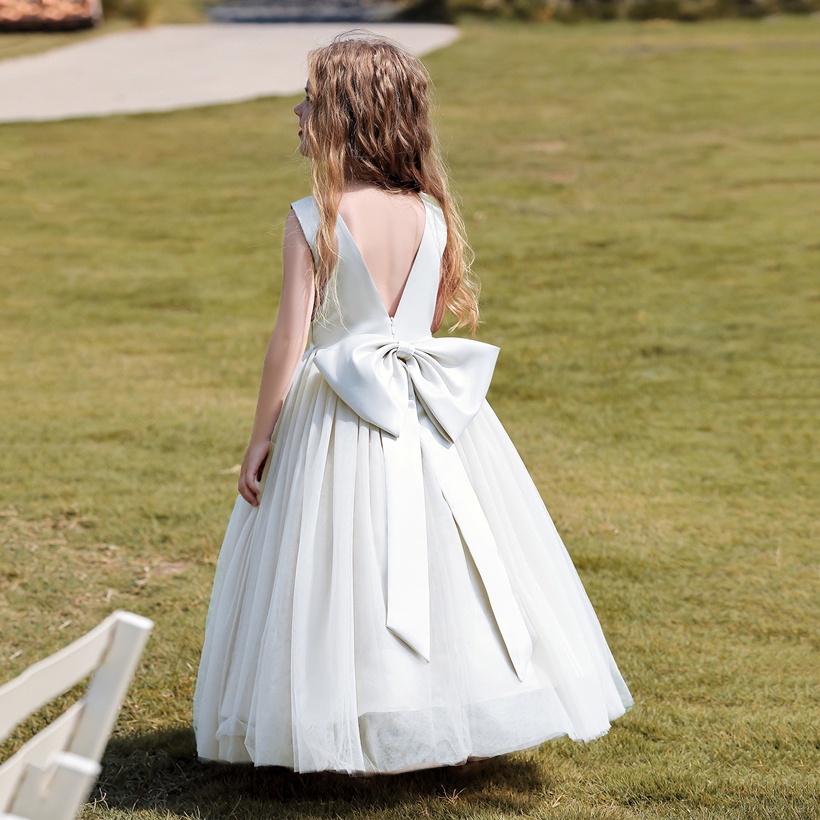 off white formal dresses Elara Elegant Girls Pearl Tulle Dress main image 0