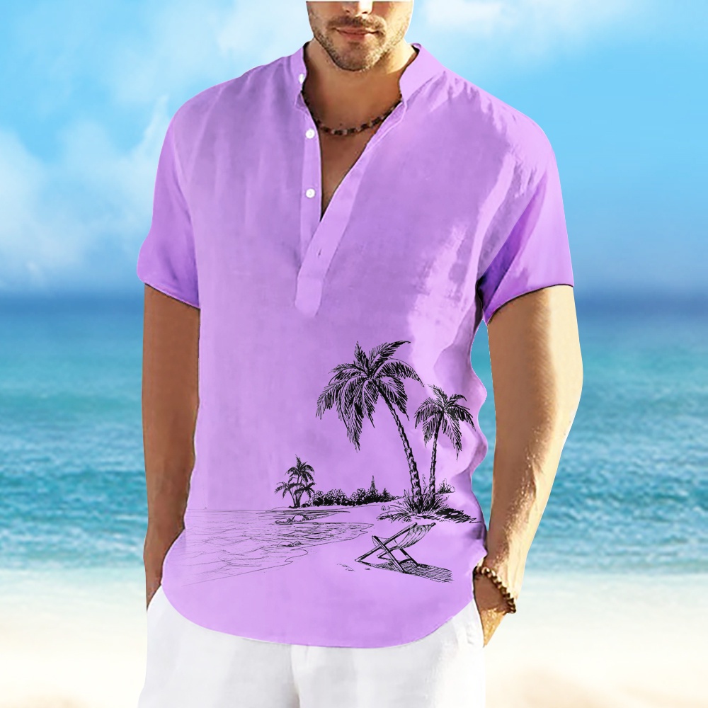 New Hawaiian Shirt Men S Summer Wear Short Sleeve Top 3d Coconut Tree Print Holiday Wear