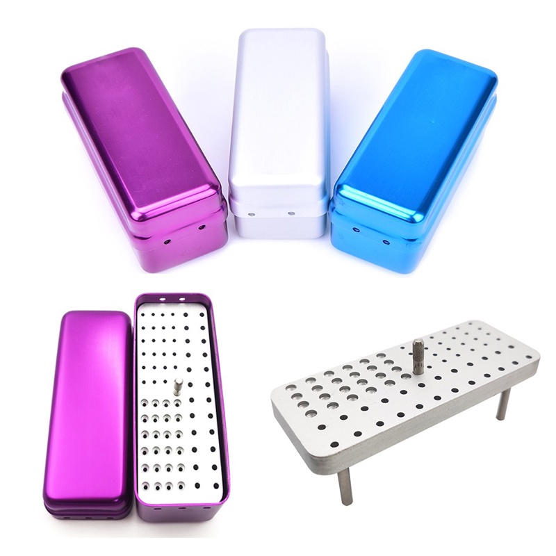 72 Holes Dental Bur Box Aluminum Dental Bur Disinfection Box Autoclave