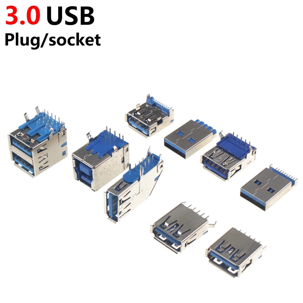 50/20pcs Female USB 3.0 Connector Socket Jack 90 180degree DIP U Disk ...